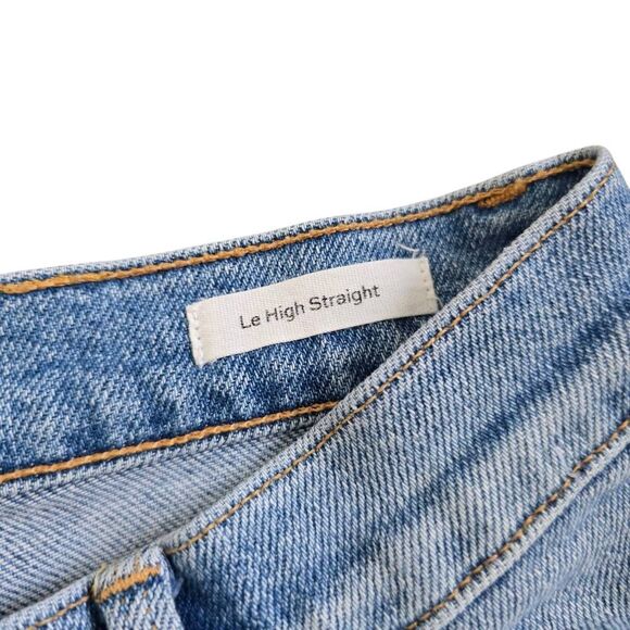 Frame Le High Jeans Women's 25 Blue Denim Frayed Hem‎ Ankle Zip Stretch Straight - Picture 5 of 9